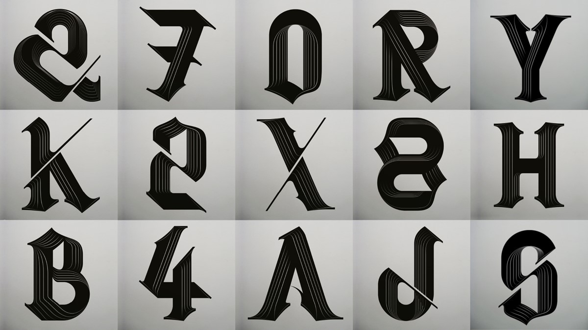 AIGA. Type Tuesday. BLT LTR Series typographic experiment characters. Design by Superfried.