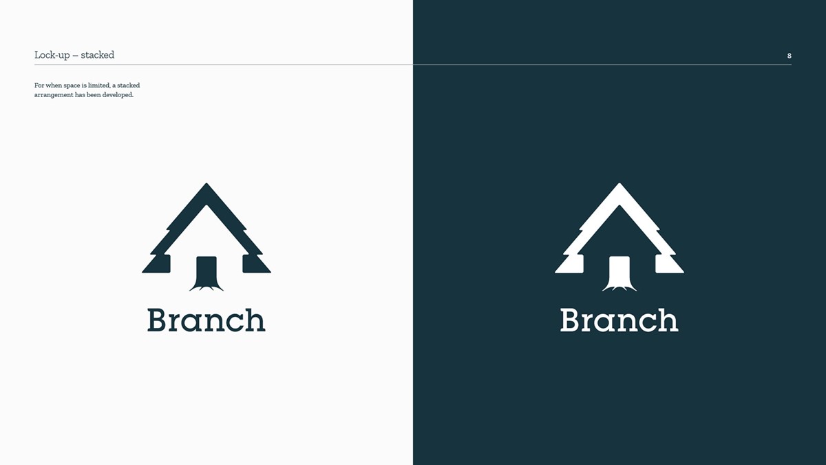 Branch Housing. Lock-up stacked. Brand identity design by Superfried.