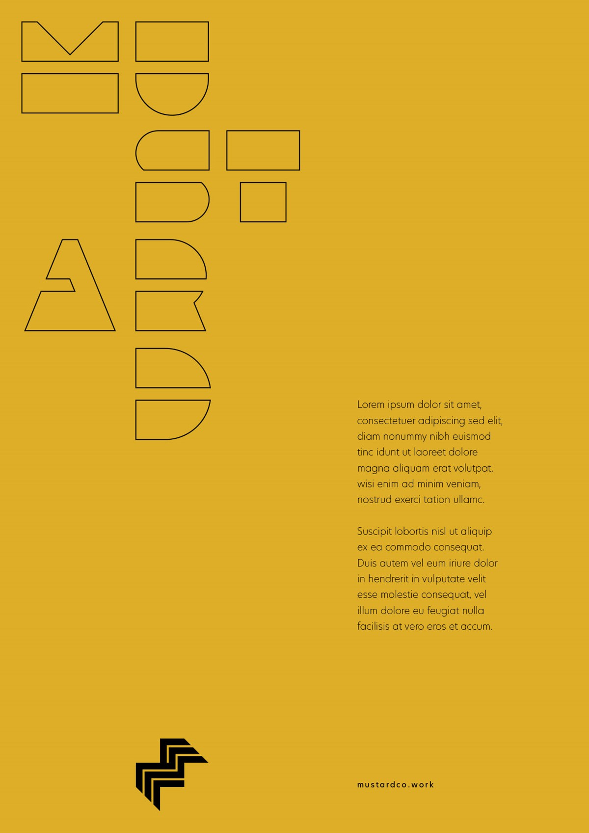Mustard. Brand identity. Typographic layout. Design by Superfried.
