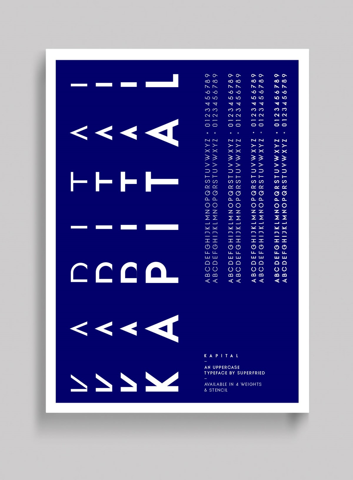 KAPITAL – Promo poster mock-up. Uppercase typeface designed by Superfried