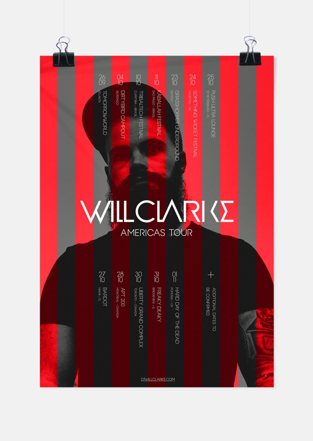Will Clarke. American tour poster mock-up. Design by Superfried.
