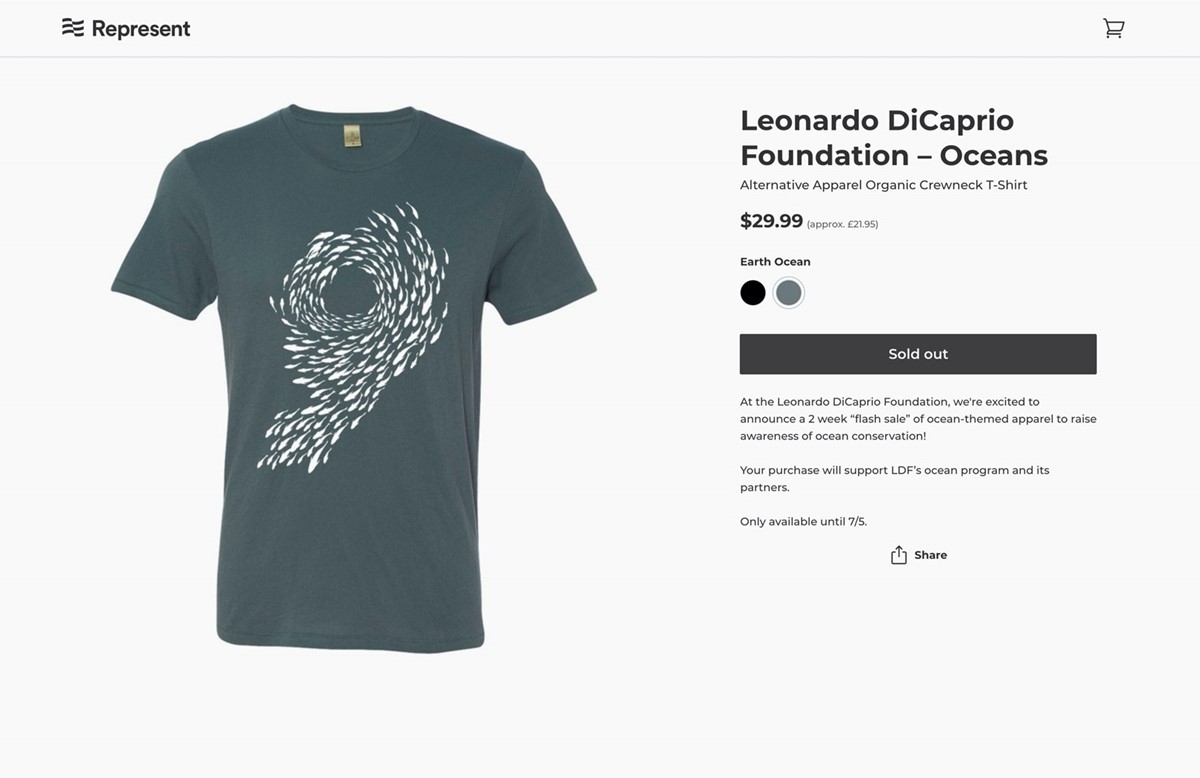 Leonardo DiCaprio Foundation. World Ocean Day t-shirt. Represent. Design by Superfried. 