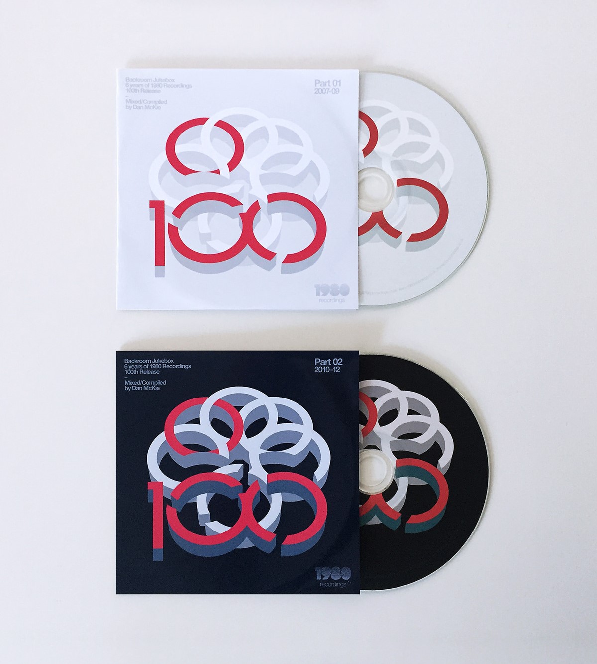 1980 Recordings. 100 releases album artwork. Brand identity design by Superfried.