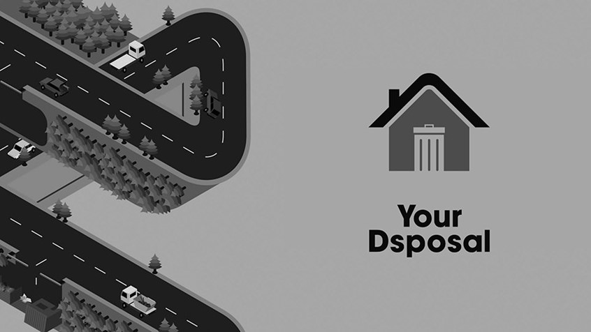 Your Dsposal horizontal brand lock-up thumbnail b&w. Brand identity design by Superfried.