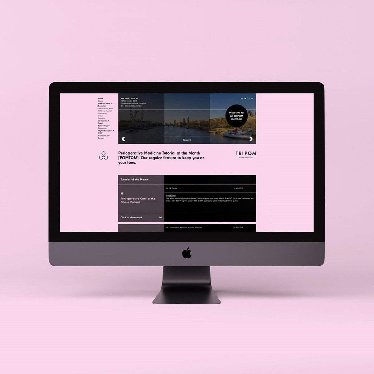 TRIPOM. Website. Pink. Brand identity and website design by Superfried.
