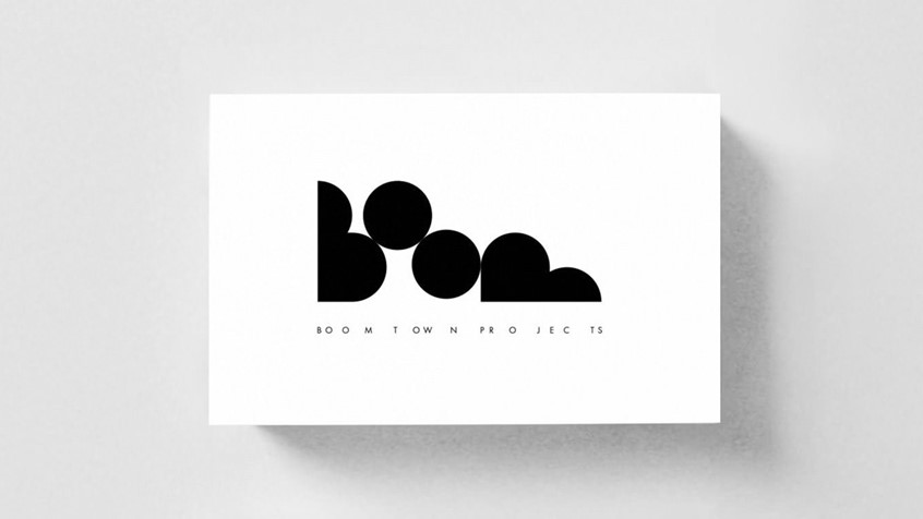 Boom Town Projects. Bespoke typographic logo thumbnail. Brand identity design by Superfried.