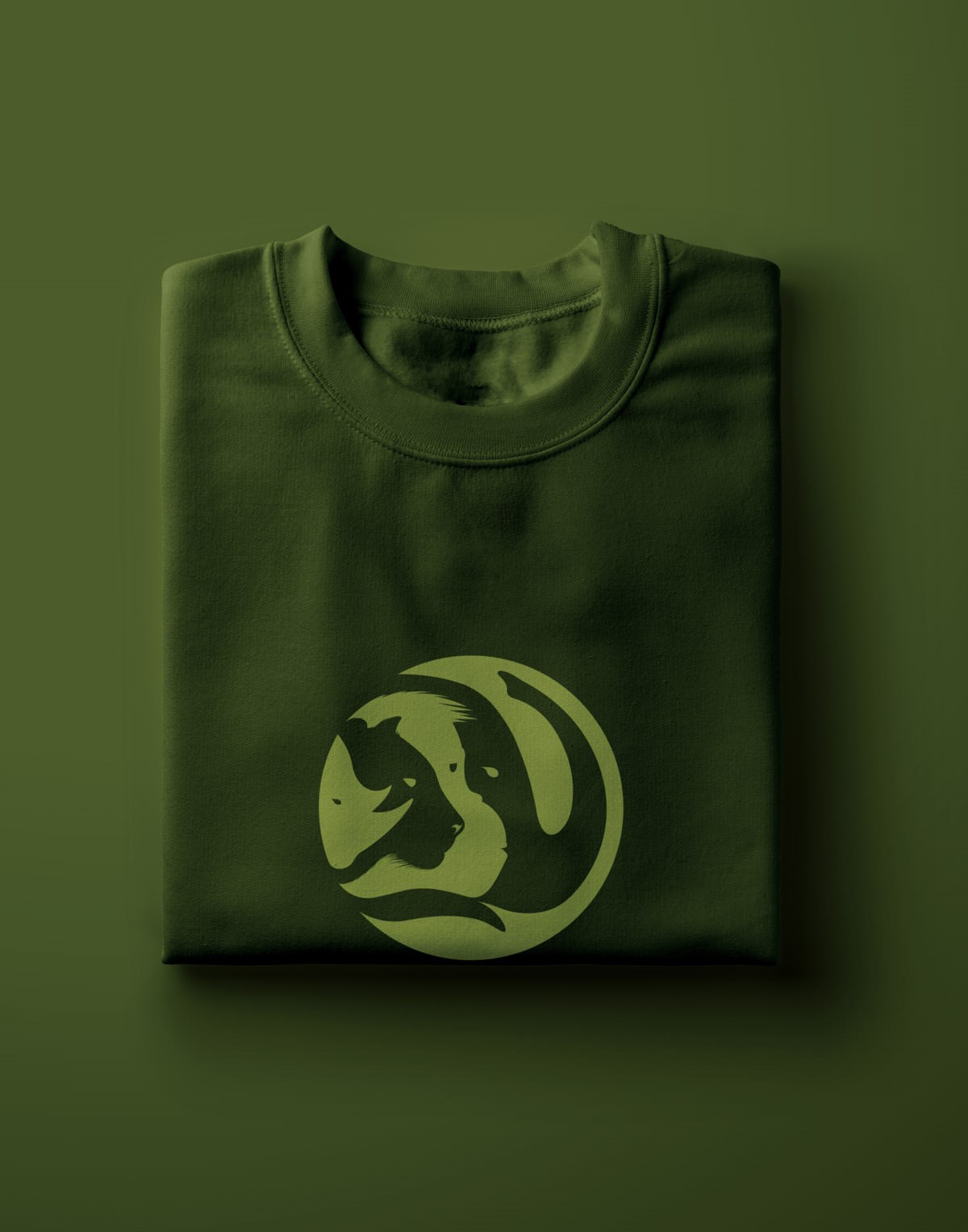 Leuser Ecosystem Action Fund [LEAF] logo on a folded t-shirt mock-up. Client: DiCaprio foundation + Sumatran Orangutan Society [SOS].