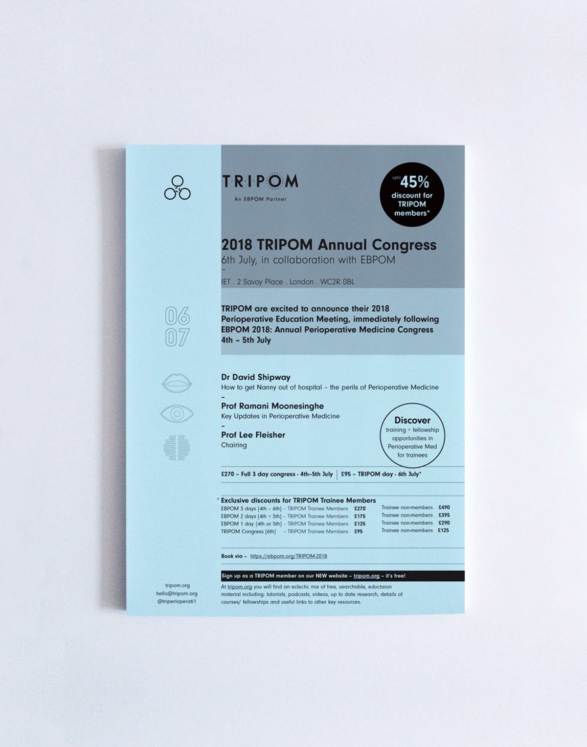 TRIPOM. Conference flyer. Brand identity design by Superfried.