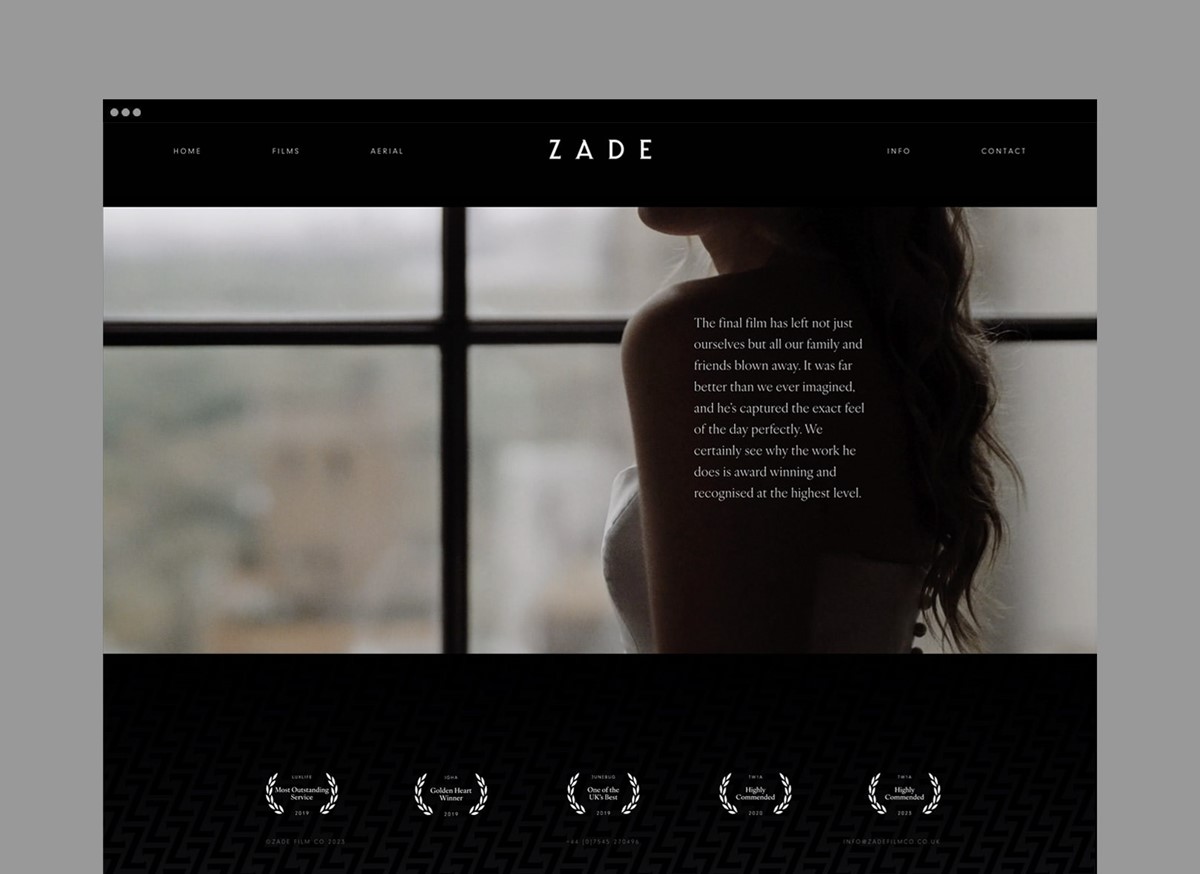 Zade Film Co. Testimonial. Web design + strategy by Superfried design studio, Manchester.
