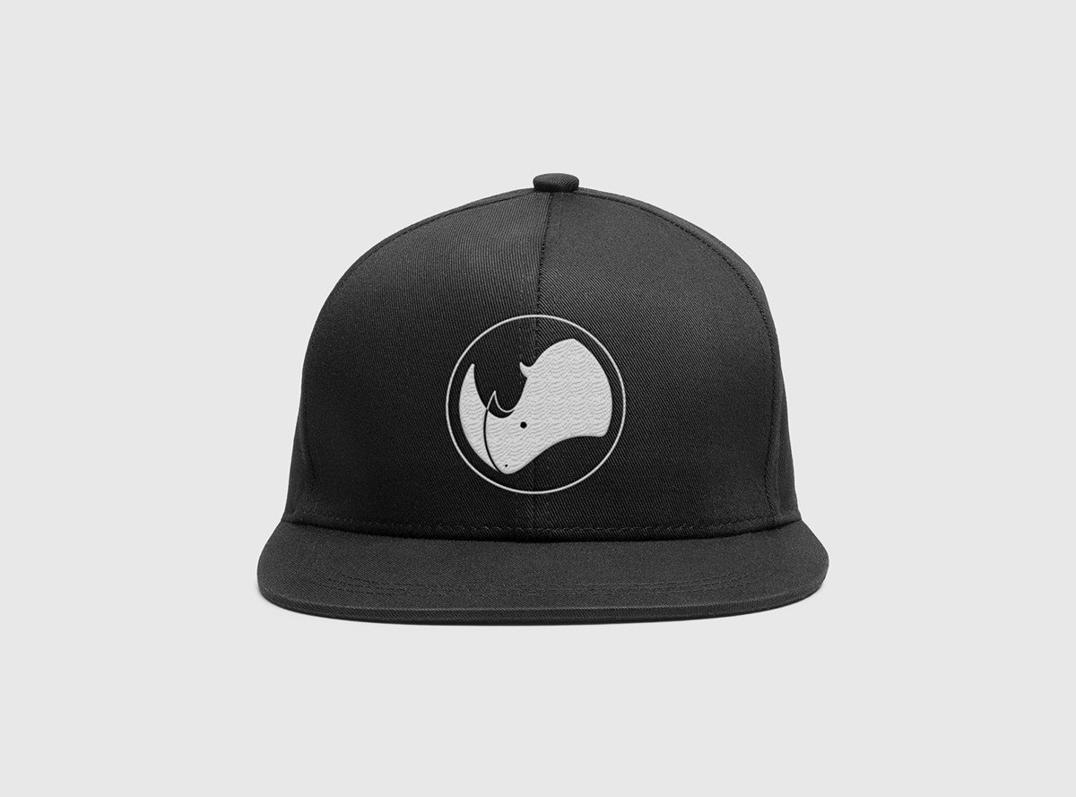 Rhino Recovery Fund. Logo starter cap mock-up. Brand identity designed by Superfried.