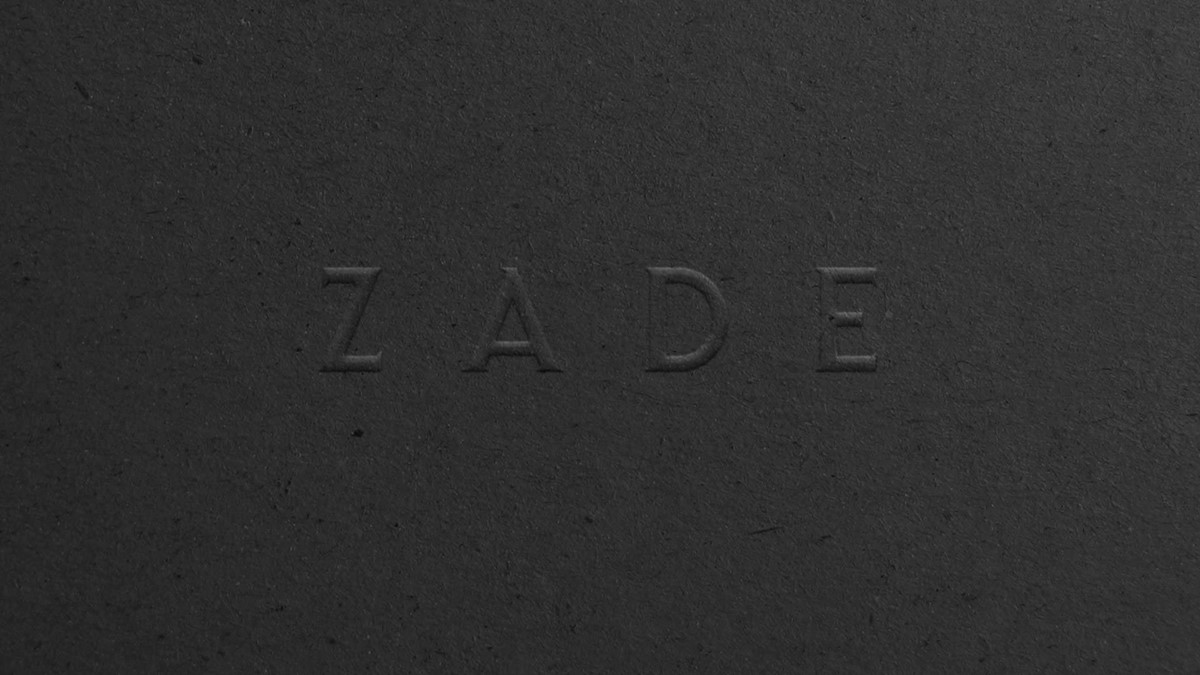 Zade Film Co. Logotype paper emboss mock-up by Superfried design studio, Manchester.