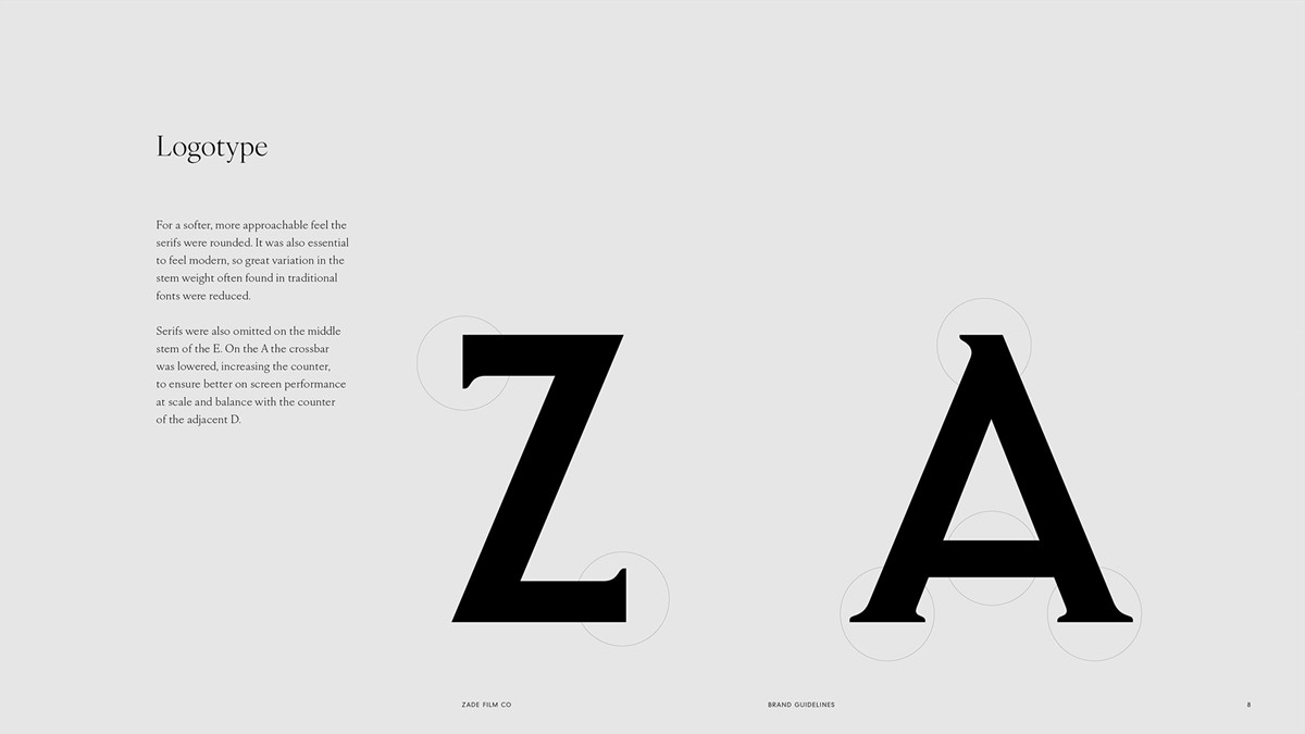 Zade Film Co. Logotype bespoke typographic craft details by Superfried design studio, Manchester.