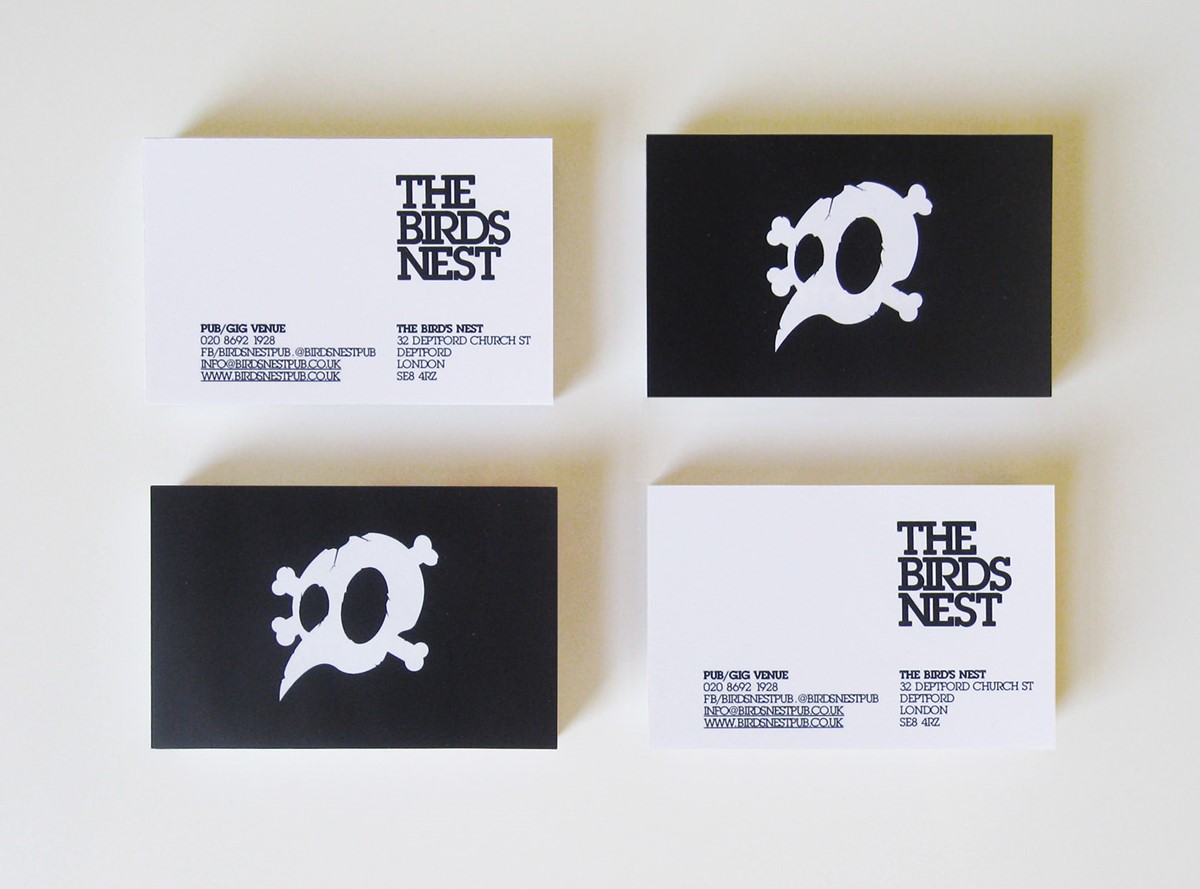 Birds Nest Pub. Business cards. Brand identity design by Superfried.