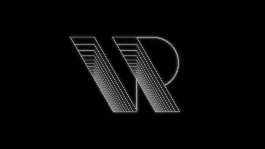 Create VR. Neon wire frame style 3D logo B&W. Designed by Superfried.
