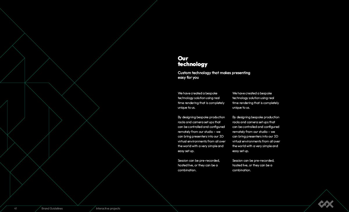 Crucial FX. Black text slide by design studio Superfried. Manchester.