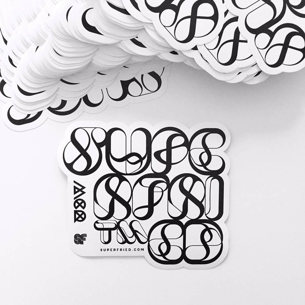 Marbles. Experimental bespoke type style sticker. Typography design by Superfried.