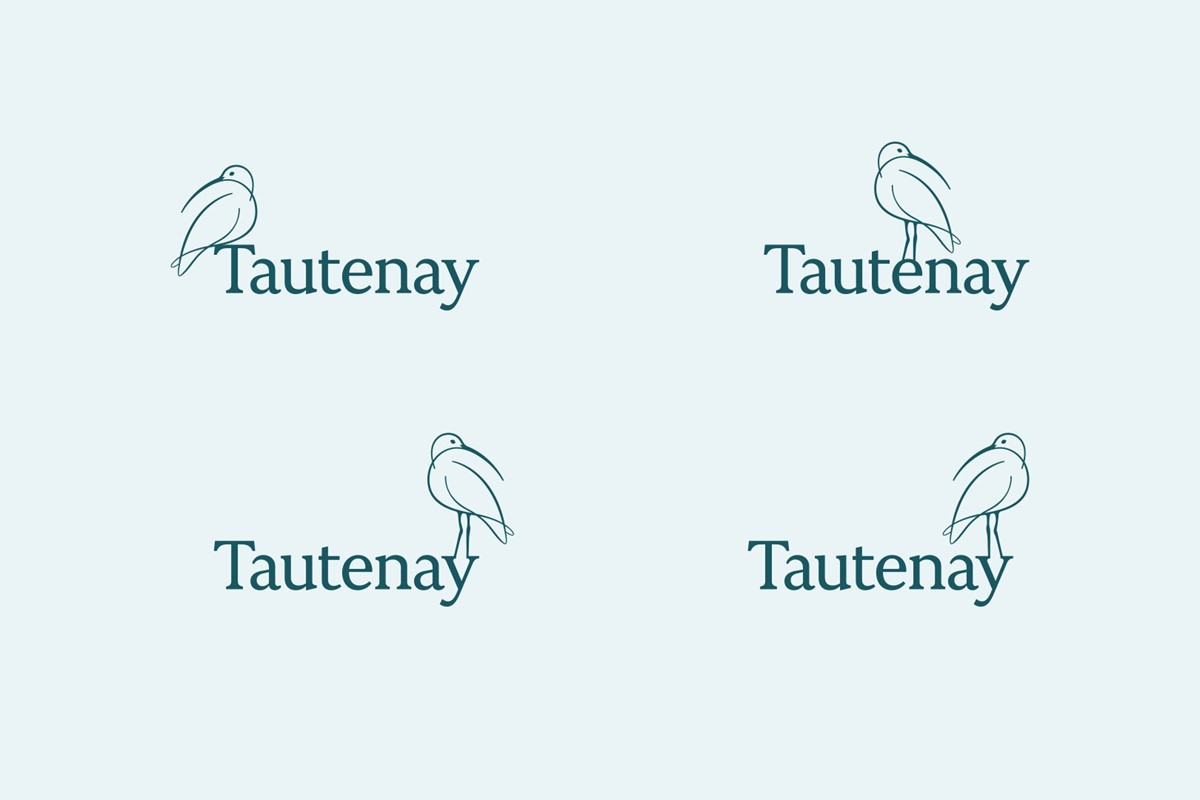 Tautenay. Logo lock-up variations by design studio Superfried. Manchester.
