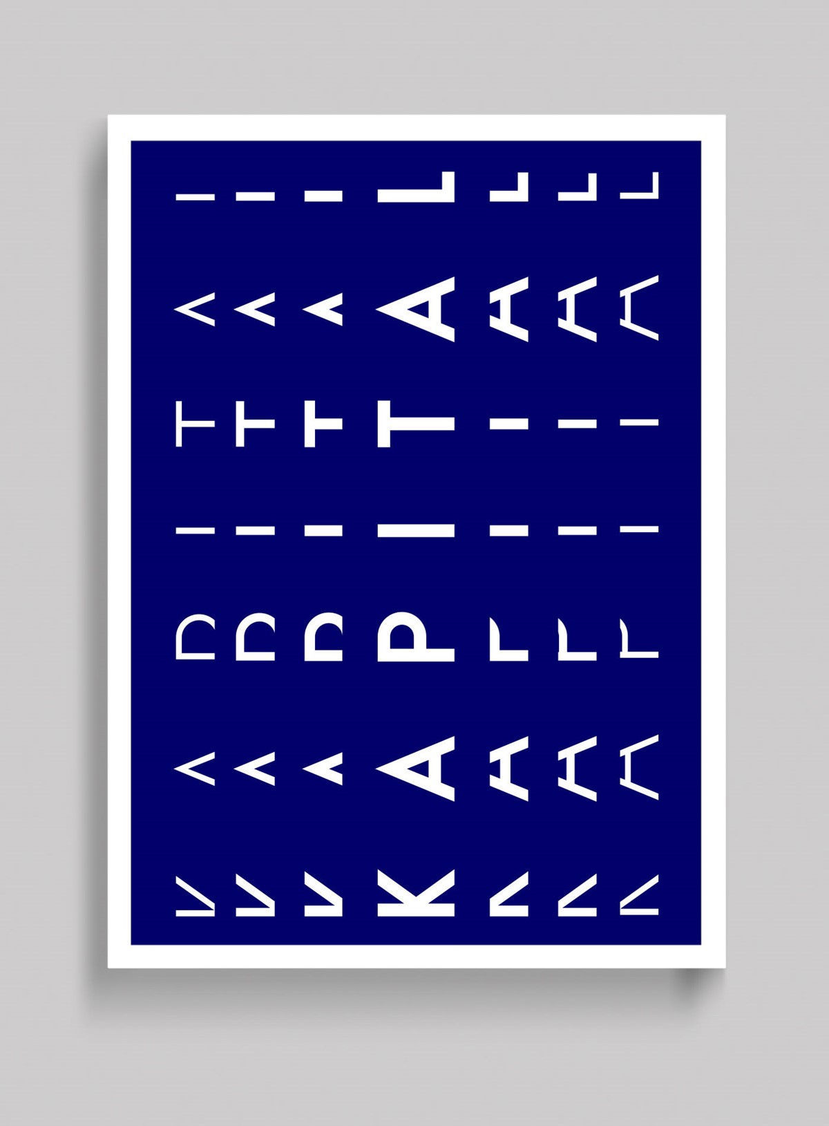 KAPITAL – Sliced text promo poster mock-up. Uppercase typeface designed by Superfried