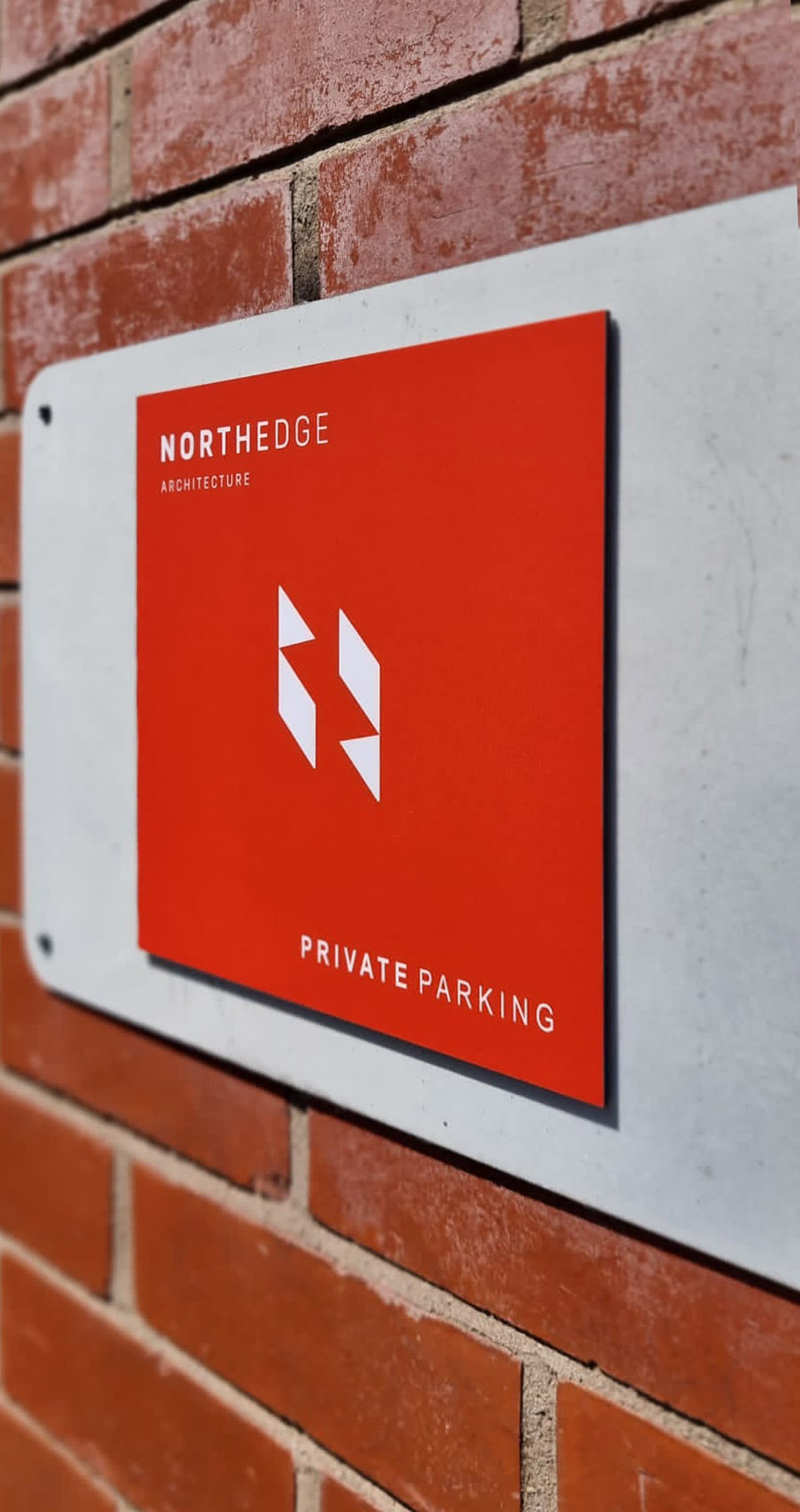 Northedge Architecture. Parking signage. Branding by design studio Superfried. Manchester.