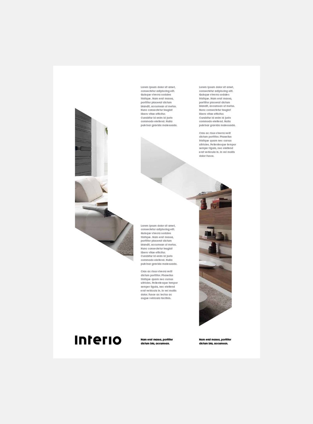 Interio. Brochure logo mask layout mock-up. Brand identity design by Superfried.