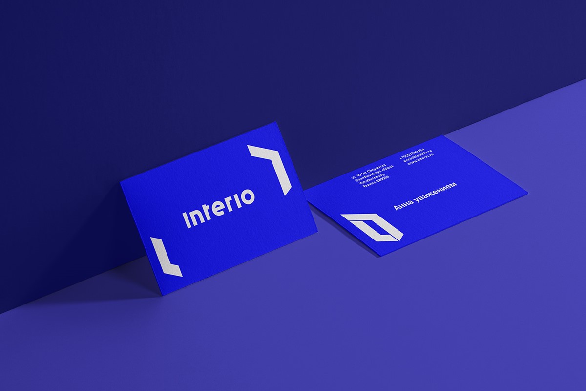 Interio. Business card mock-up. Brand identity design by Superfried.