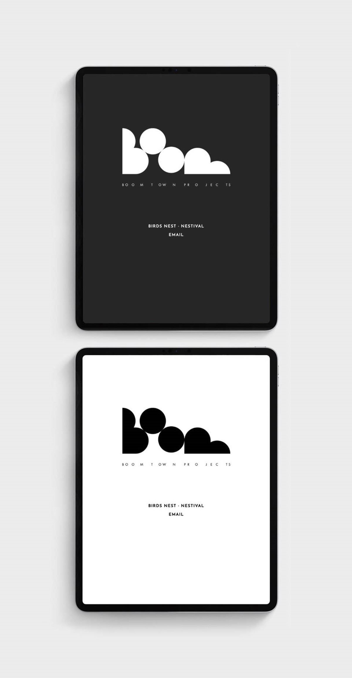 Boom Town Projects. Holding page. Bespoke typographic identity design by Superfried.