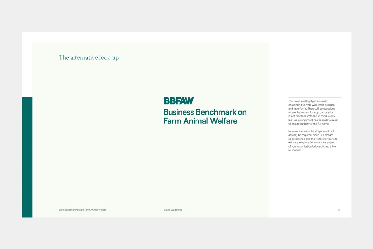 BBFAW. Alternative logo lock-up. Rebrand and annual report by design agency Superfried, Manchester.