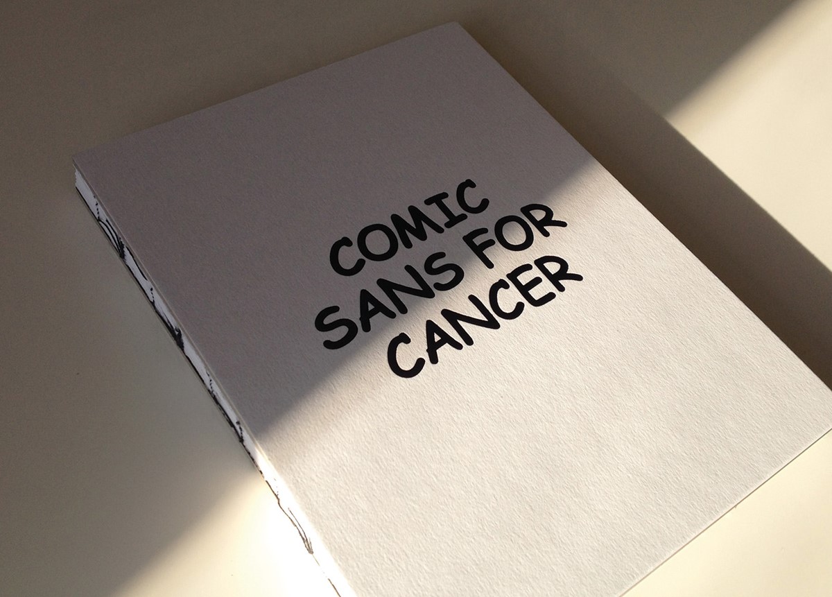 Comic Sans for Cancer. Charity exhibition book cover.