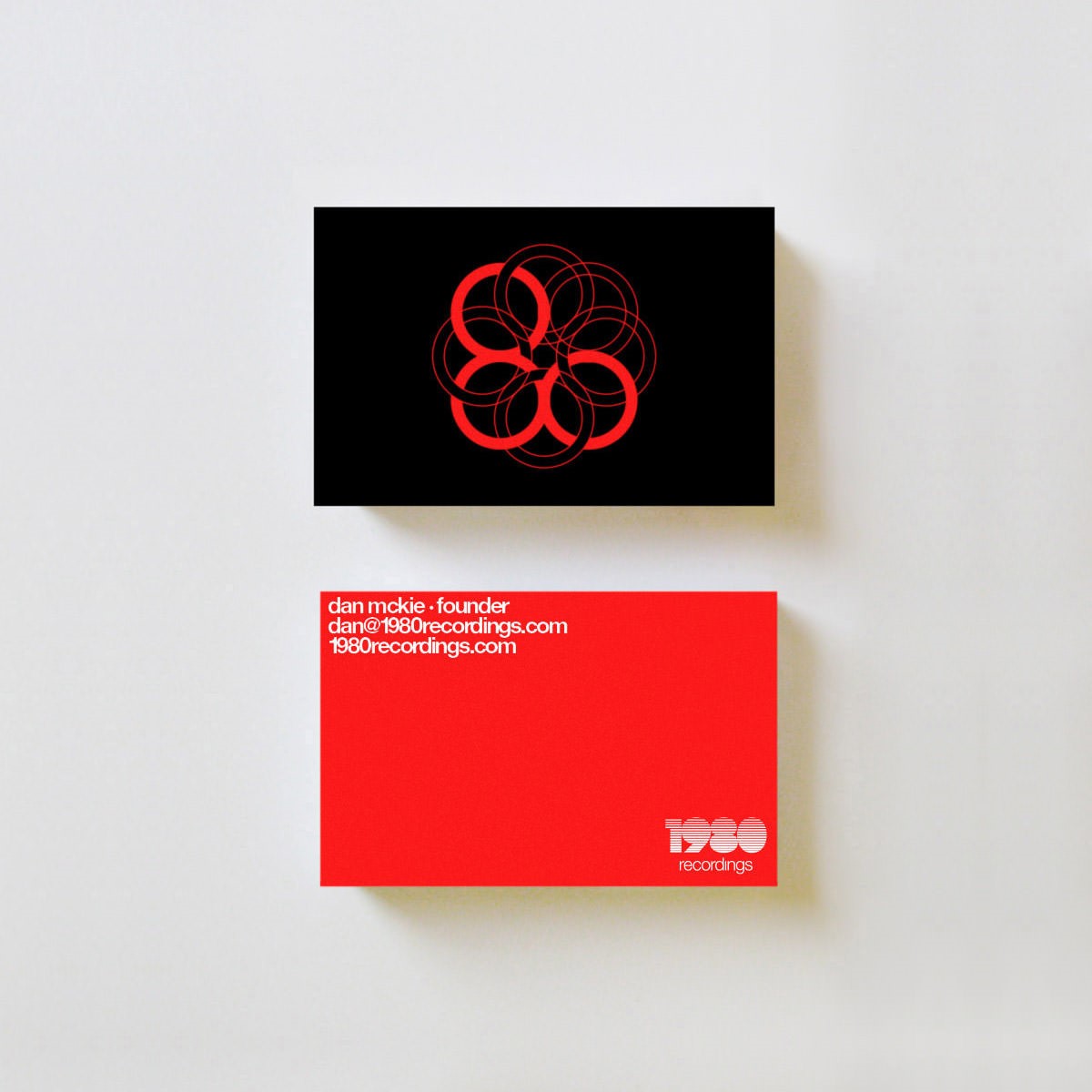 1980 Recordings. Business cards mock-up. Brand identity design by Superfried.