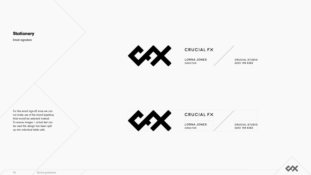 Crucial FX. Email signature by design studio Superfried. Manchester.