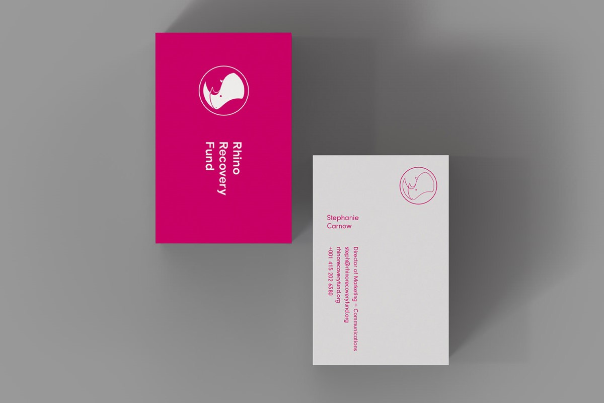 Rhino Recovery Fund. Brand identity business cards. Designed by Superfried.