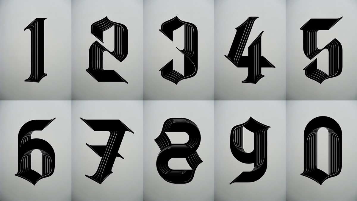 BLK LTR type experiment. Numerals designed by Superfried, Manchester.