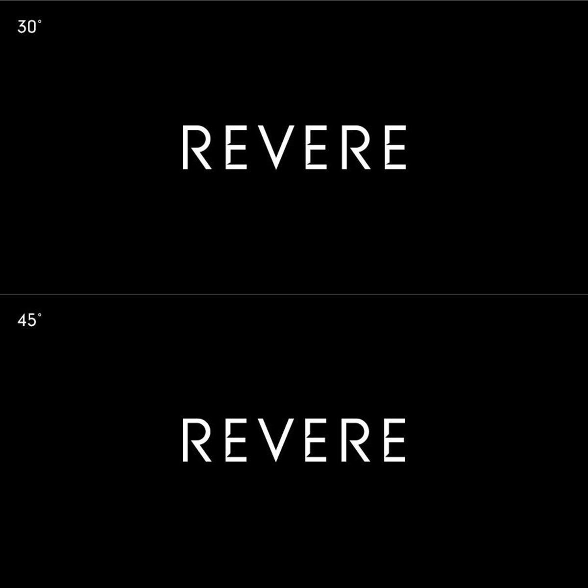 Revere. Light logotypes. Brand identity design by Superfried. Manchester.