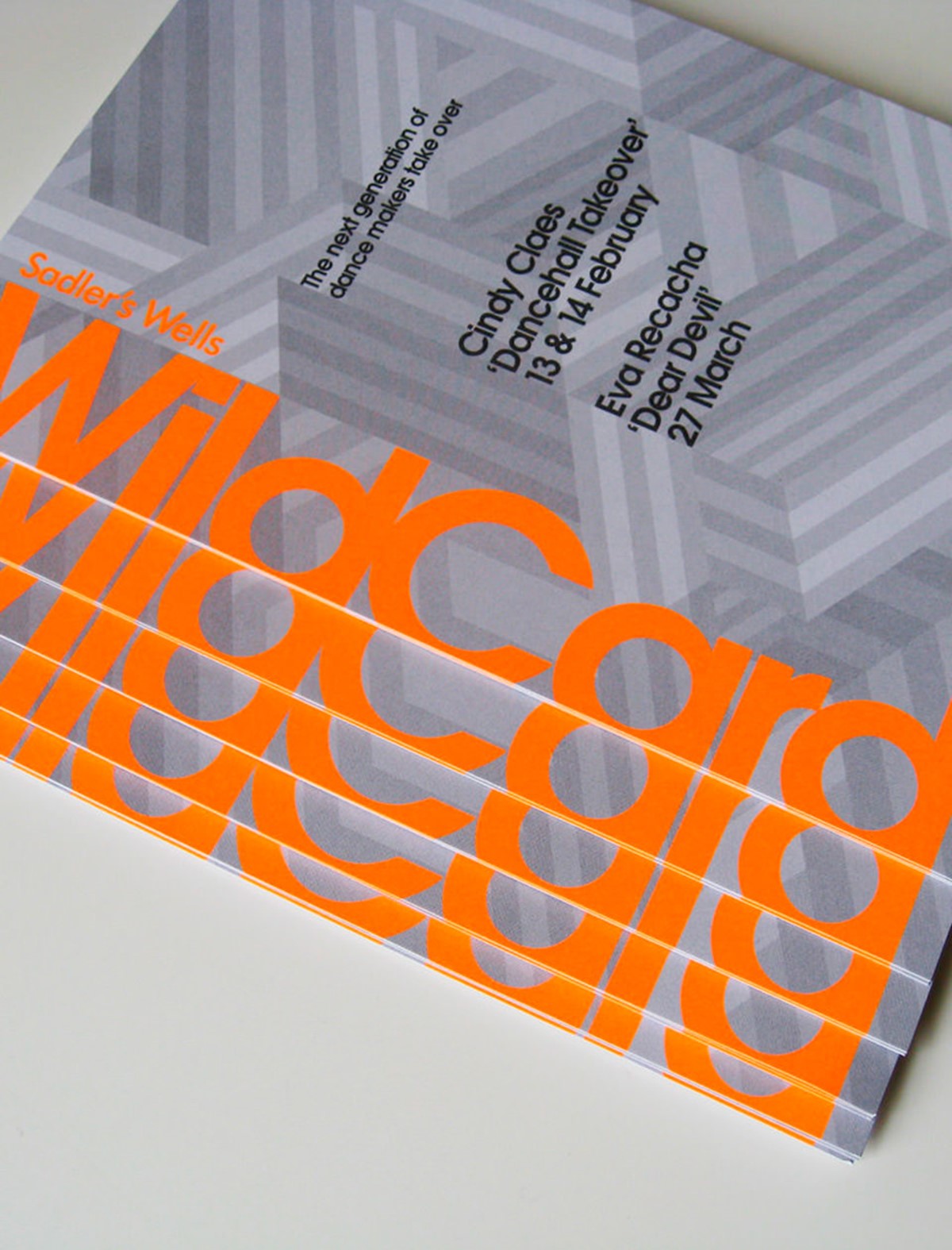 Sadler's Wells. Wildcard season 2. Neon flyers piled. Identity and design by Superfried. Manchester.