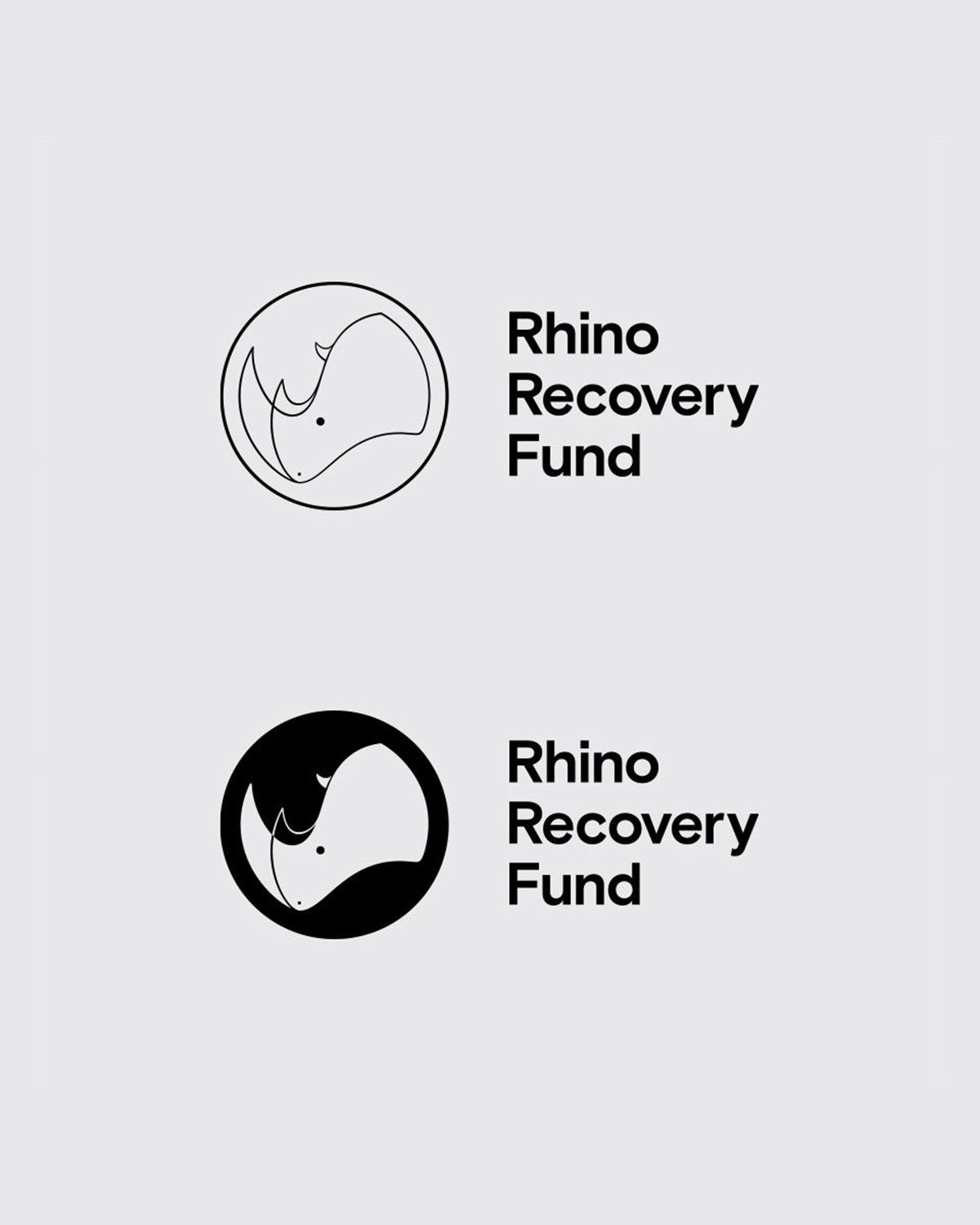 Rhino Recovery Fund. Brand identity logo lock-ups. Designed by Superfried.