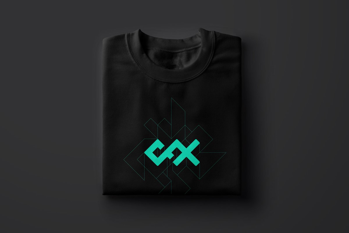Crucial FX. Logo tee mock-up by design studio Superfried. Manchester.