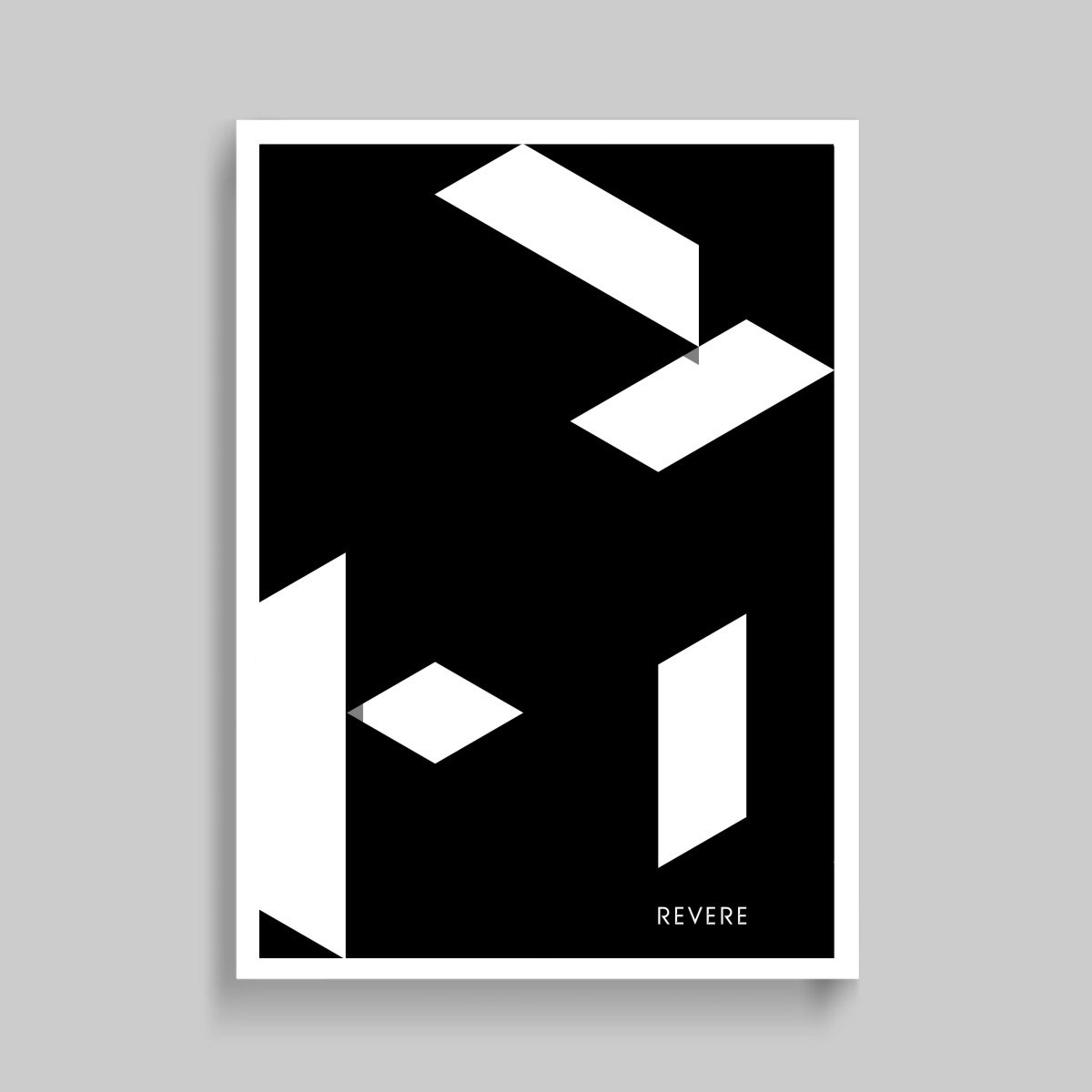 Revere. Geometric shard poster mock-up. Brand identity design by Superfried. Manchester.