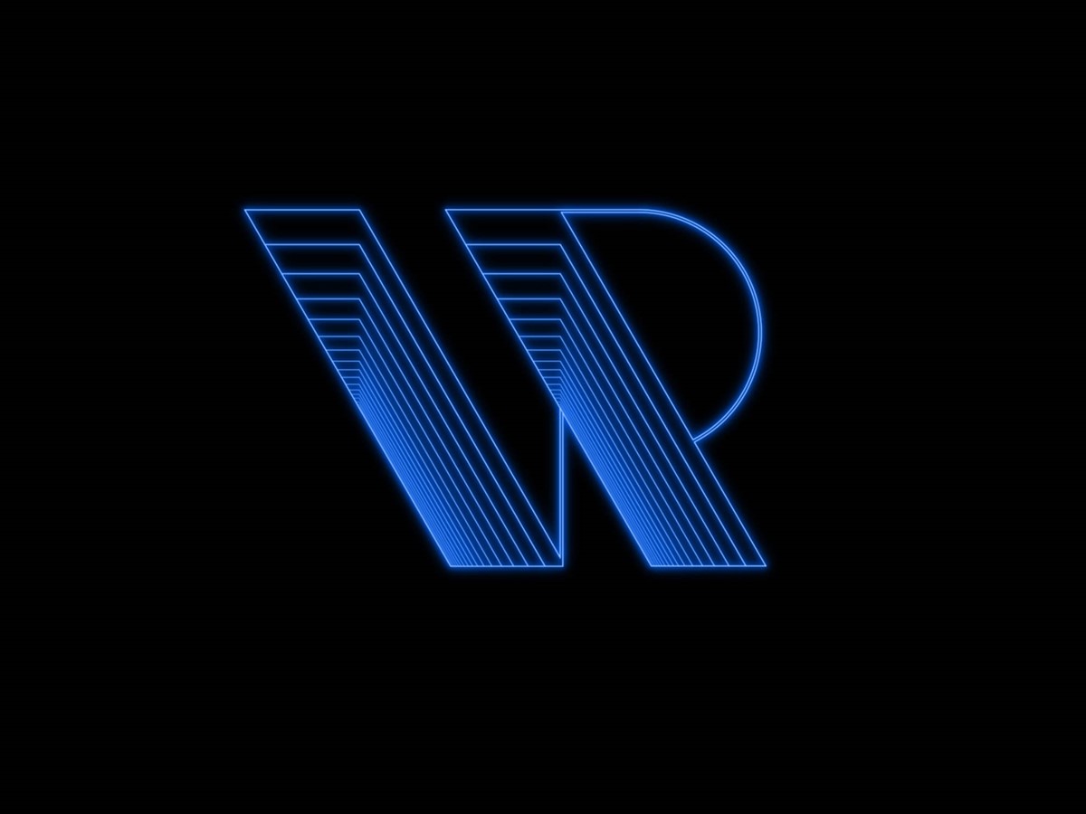 Create VR. Neon wire frame style 3D logo designed by Superfried.
