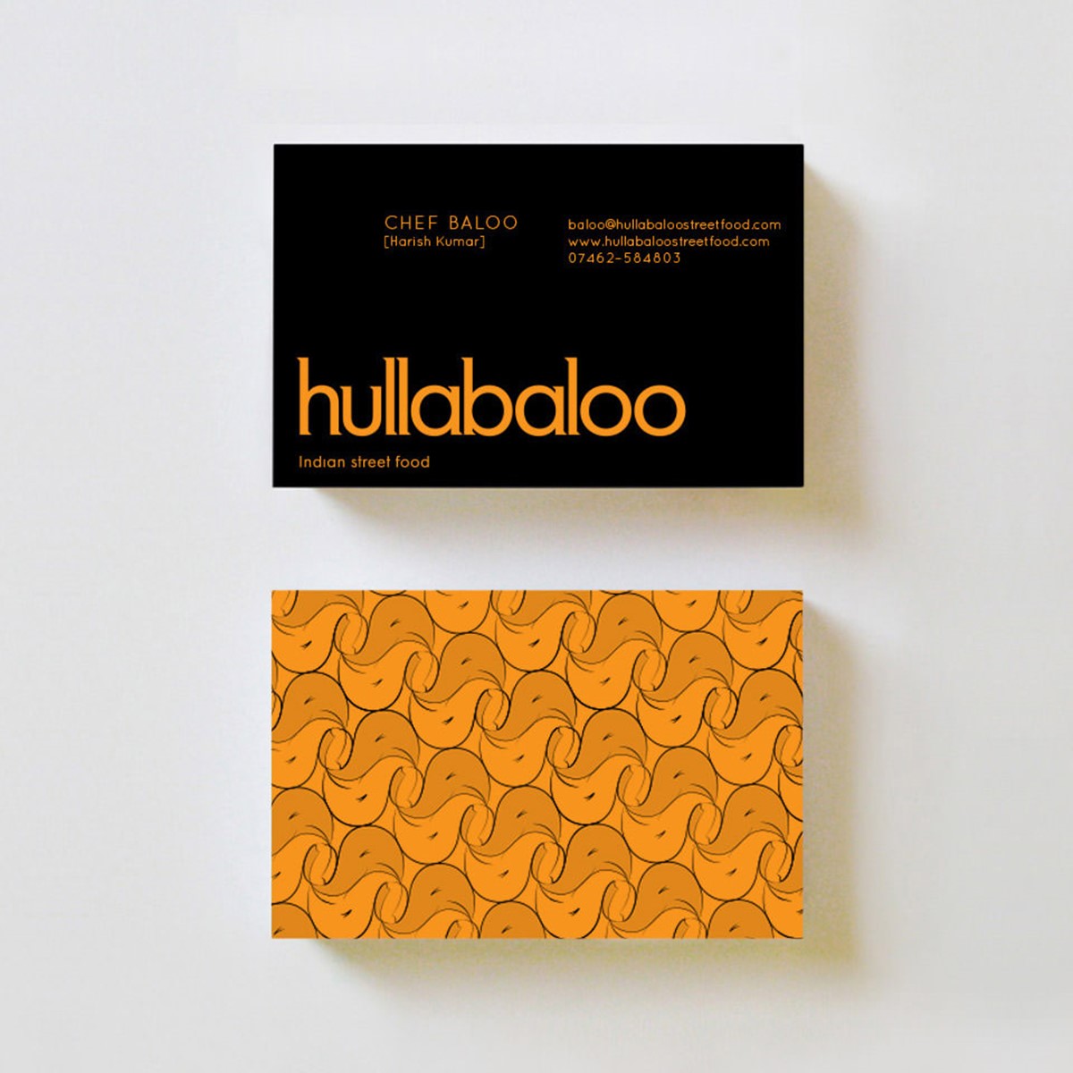 Hullabaloo. Indian Street Food. Business Cards. Brand identity design by Superfried.