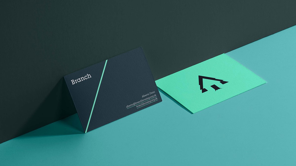 Branch Housing. Business card mock-up. Brand identity design by Superfried.