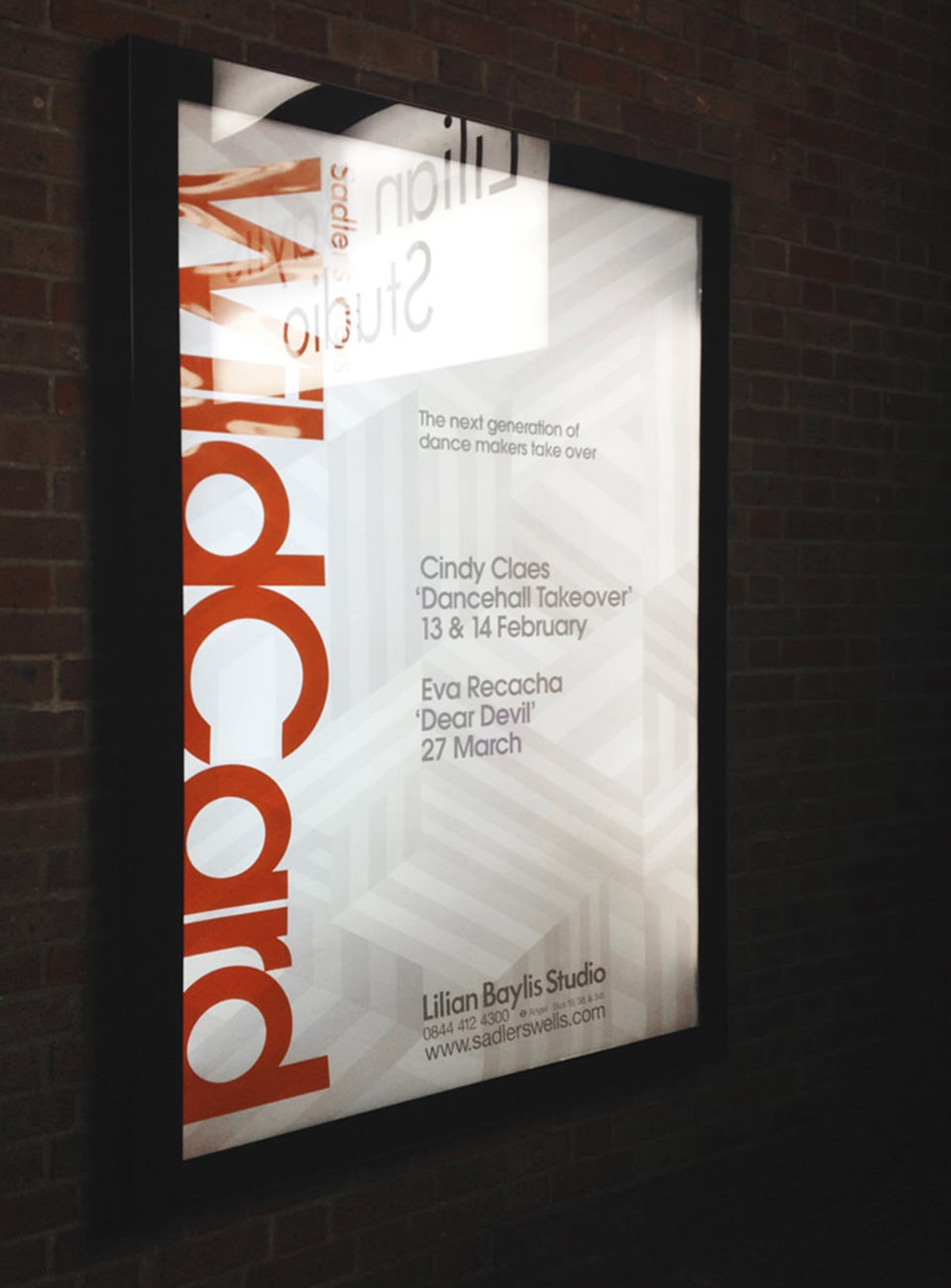 Sadler's Wells. Wildcard season 2. Outdoor poster backlit. Identity and design by Superfried. Manchester.