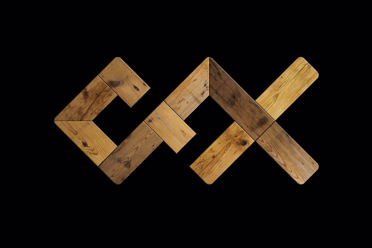 Crucial FX. Wooden logo render by design studio Superfried. Manchester.