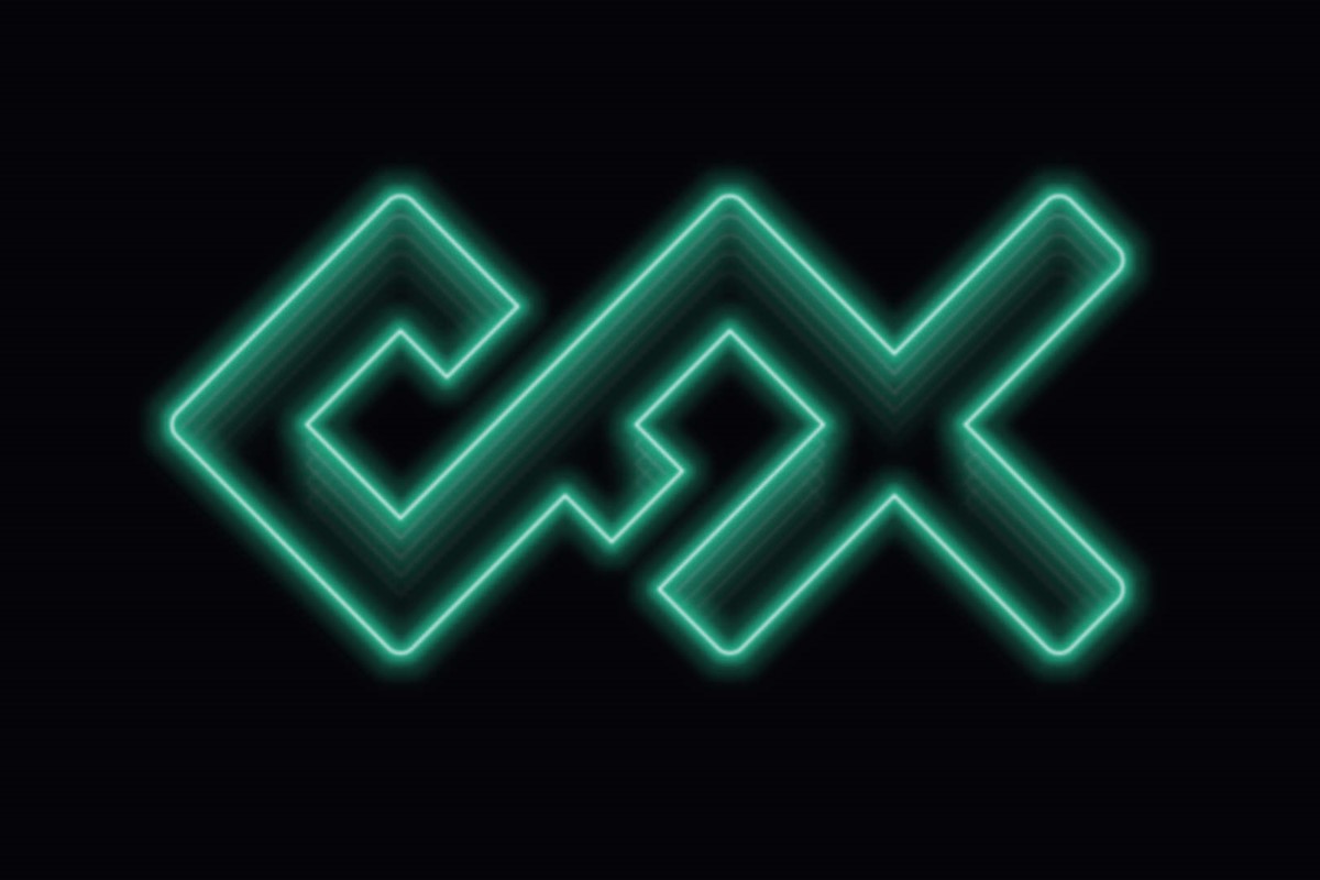Crucial FX. Neon logo render by design studio Superfried. Manchester.