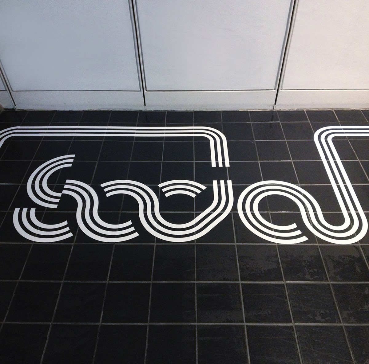 OMD Social Media Week. Social logo floor vinyl. Brand identity design by Superfried.