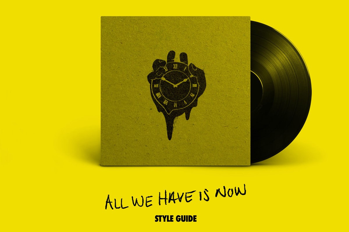 All We Have is Now. Brand guidelines cover. Identity design by Superfried.