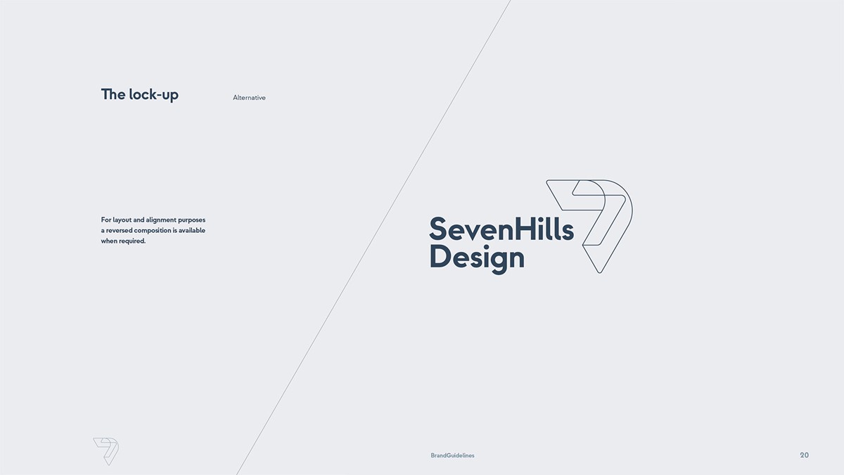 Seven Hills Design. Logo lock-up reverse by design studio Superfried. Manchester.