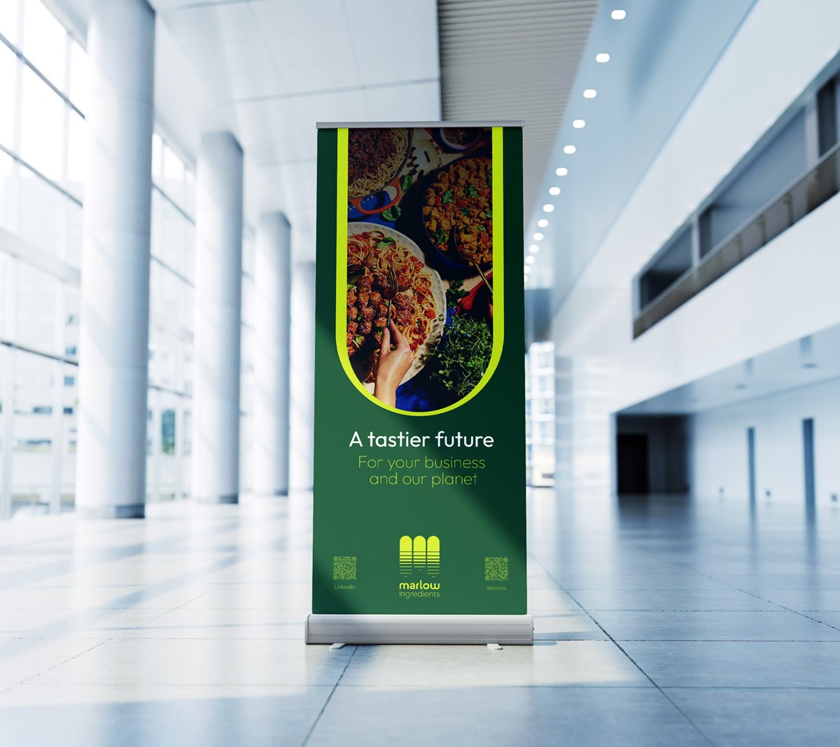 Marlow Ingredients. Roll-up banner mock-up by Superfried design studio, Manchester.