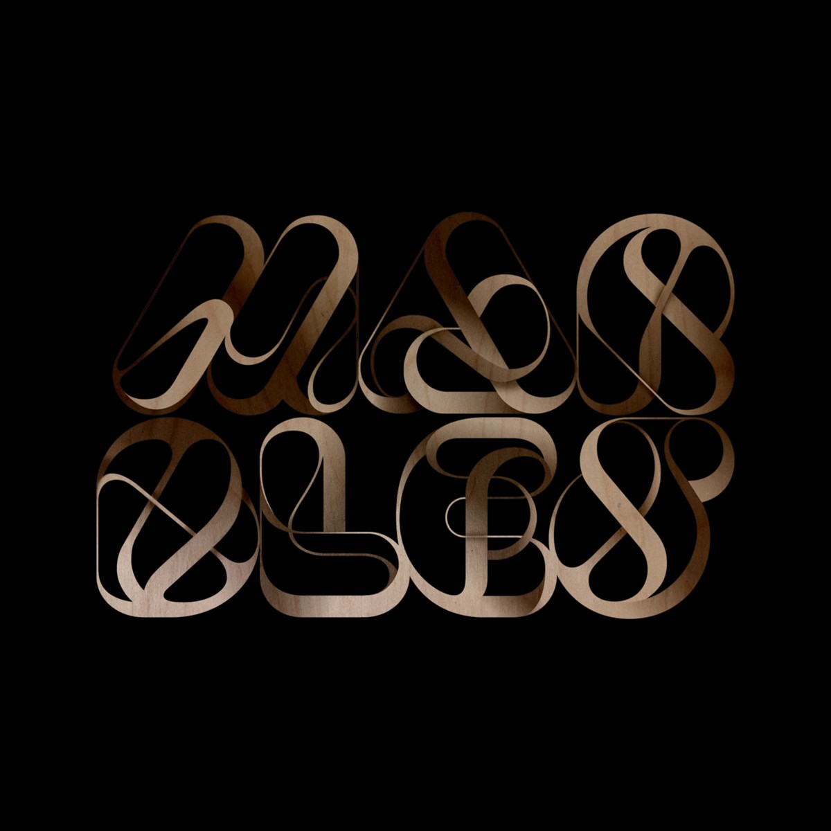 Marbles – An experimental typeface collaboration. Designed by Superfried. Built by F37. Manchester. Marbles logo wood render.