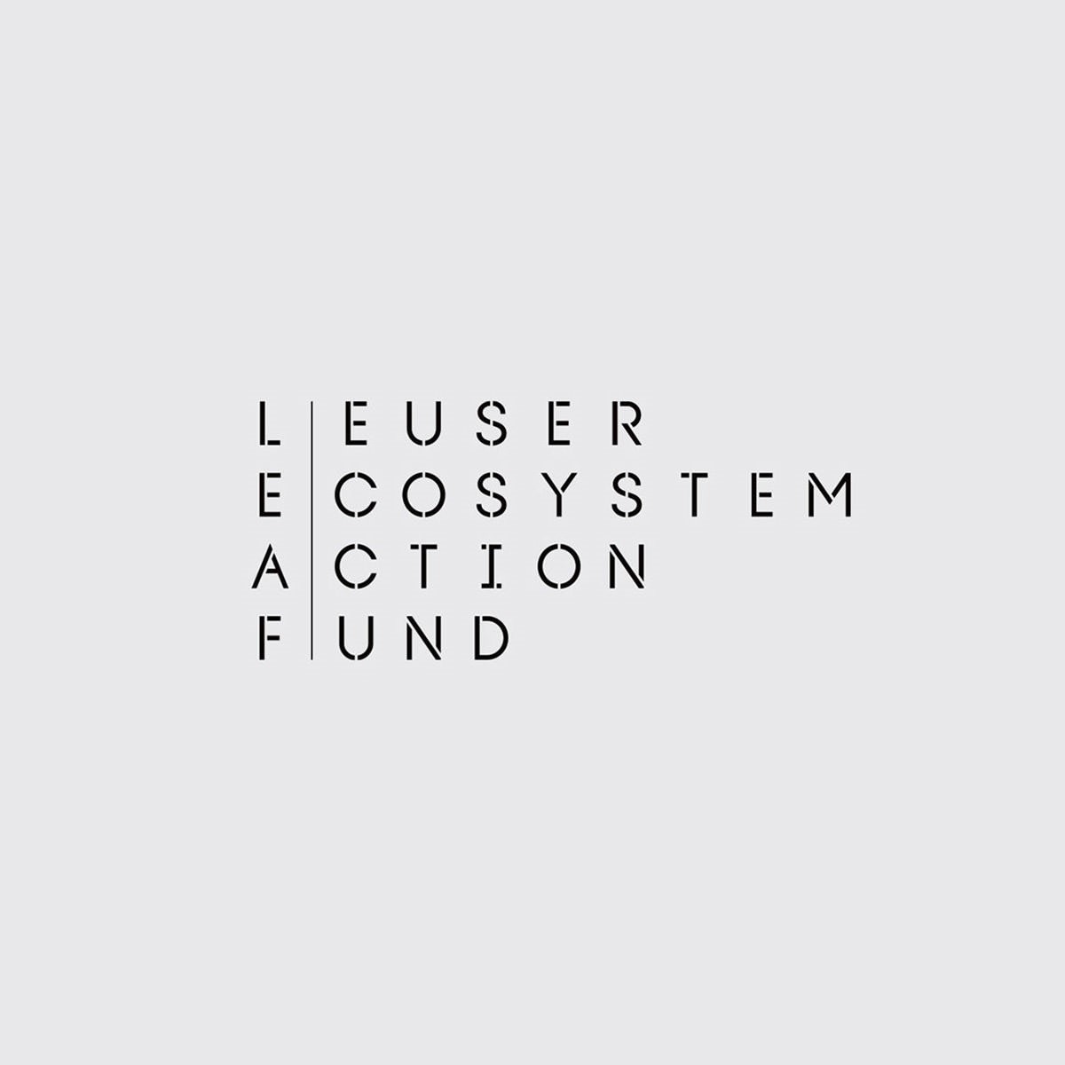 Leuser Ecosystem Action Fund [LEAF] horizontal logotype full name. Client: DiCaprio foundation + Sumatran Orangutan Society [SOS].