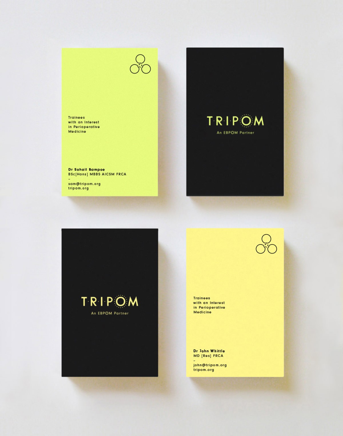 TRIPOM. Business cards mock-up. Brand identity design by Superfried.